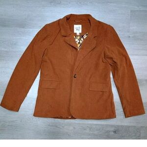 Autres Filles Women's Brown Lined Corduroy Pocket Blazer Jacket  Size Medium